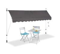 Bc-elec - HHYVA3012-ant Auvent rtractable manuel store banne marquise pour patio & terrasse 300x120cm gris antracite
