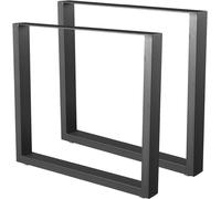 Bc-elec - HM8072-B Set de 2 pieds de table en acier, noir, pieds de meuble, pieds de table en métal 80x72cm pieds de meuble