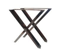 Bc-elec - HMLT-3-RUS Jeu de 2 pieds de table en acier brut laqué format X, pieds de table en métal 60x72cm, design industriel.