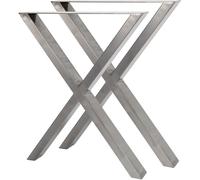 Bc-elec - HMLT-3 Set de 2 pieds de table en acier brut laqué format X, pieds de table en métal 60x72cm