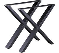 Bc-elec - HMLT-4 2 Set de pieds de table en acier, format X, noir, pieds de meubles, pieds de table en métal 60x72cm