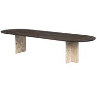 BC17 T-Rox Table ovale Table de salle à manger Janua chêne fumé huilé anthracite, brossé, pied pierre Ceppo beige / L 280 x P 100 x H 75 cm - JANUA BC17 OVAL EI RAU BEI 280
