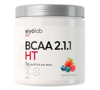 BCAA 2.1.1 HT | Poudre Acides Aminés | Leucine, Isoleucine et Valine | Récupération et Construction Musculaire | Vitamines B6 et B8 | BCAA Brevetés Instantanés | Saveur Fruits Rouges | 300g | Eiyolab