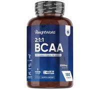 BCAA 2000 mg avec Vitamine B6 & B12 Comprimés - Acides aminés Essentiels 2.1.1 - L-Leucine, L-Isoleucine et L-Valine, 180 Comprimés Végans - pas BCAA Poudre sans Arôme, sans Sucre ni Aspartame
