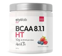 BCAA 8.1.1 | Acides Aminés en Poudre | 8g de Leucine + 1g de Citrulline par Dose | Construction et Récupération Musculaire | Efficace Contre l’Acide Lactique | Fruits Rouges 250g | Eiyolab