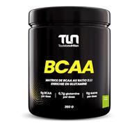 BCAA au ratio 2.1.1 enrichi en Glutamine | Leucine, Isoleucine, Valine et Vitamines B6 | Récupération et Construction Musculaire | Contre l’Acide Lactique | 360g de Poudre saveur Pomme | TLN