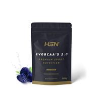 BCAA avec de la Glutamine de HSN| Evobcaa's 2.0 | Acides Aminés Ramifiés Ratio 12:1:1 (L-Leucine + L-Valine + L-Isoleucine) | Saveur Framboise Bleue, 500 Gr