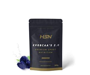 BCAA avec de la Glutamine de HSN| Evobcaa's 2.0 | Acides Aminés Ramifiés Ratio 12:1:1 (L-Leucine + L-Valine + L-Isoleucine) | Saveur Framboise Bleue, 500 Gr