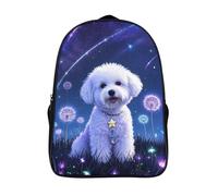 BCAKDBDOE Bichon Frise Sac À Dos Bébé Maternelle Crèche Deux Compartiments Lunchbag Bouteille 40x28x16cm