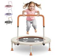 BCAN Trampoline Enfant 91 cm, Mini Trampoline Extérieur Intérieur Pliable avec Poignée Réglable, Coussinets de Sécurité & Pieds Pliables, Cadeau pour Enfants 3-6