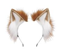BCBF 1 Pièces Serre-Tête d'halloween,Fox Ears,Masque Loup Garou,Serre-Tête Fait Main en Fausse Fourrure avec Oreilles De Loup pour Halloween, Noël, Cosplay, Fête(Brun Blanc)