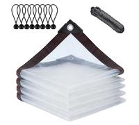 BCBIG Bâche étanche Transparente avec œillets, bâche de Protection pour Meubles de Jardin, utilisable en extérieur, résistante à la Pluie, Isolation des Plantes, avec Corde de Fixation, 2x3 m