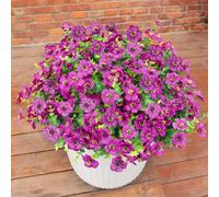 BCBLF Lot de 12 Fleurs artificielles pour Pots de Fleurs d'extérieur, résistantes aux UV, Fleurs artificielles pour décoration, Fuchsia, Fleurs de Printemps artificielles en Soie pour l'extérieur