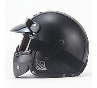 BCCDP Cuir Casque Moto Jet Vintage Retro avec Lunettes et Masque, Unisexe 3/4 Moto Chopper Scooter Modulable Casque De Vélo, ECE Homologué en pour Casque De Moto Homme Et Femme - M~XXL