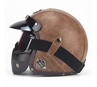 BCCDP Cuir Casque Moto Jet Vintage Retro avec Lunettes et Masque, Unisexe 3/4 Moto Chopper Scooter Modulable Casque De Vélo, ECE Homologué en pour Casque De Moto Homme Et Femme - M~XXL