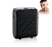 Bccnerty Shaver, Portable Mini Rotary Dual Ring Electric Shaver, Dual Head Wet Dry Shaving Razor for Home Travel Business (Black)