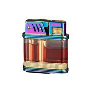 bcdef Briquet au kérosène Vintage, Briquet à meule à Rabat en métal, Briquet Coupe-Vent réutilisable Rechargeable, Briquet à fenêtre à Carburant Transparent, Cadeau for Hommes(Color)