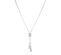 BCDZZ Brillant Strass Simulation Perle Pendentif chaîne Clavicule Chandail chaîne élégante Déclaration Durable à Long Collier en métal Bijoux Cadeau,Argent