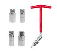 BCENG Lot de 5 clés à bougie d'allumage universelles - 14 mm, 16 mm, 18 mm, 21 mm - Poignée en T - Clé à bougie d'allumage flexible - Outil pour voiture et moto