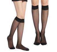Bcenoilua 2 Paires 1/2 Mi-Bas Au Genou Opaque en Nylon à la cheville Invisible Hight Stocking Taille Unique fit pour le cadeau de mère Casual Flats Jeans Talons hauts Party Beauty Pop Chaussettes HS