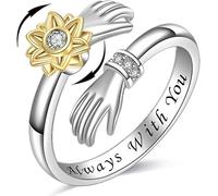 Bcenoilua Bagues Femme Argent Sterling 925 Bague de Câlin Ajustable Romantique Bague Ouverte Couple Bijoux Bague de Promesse Fille Mariage Cadeau Anniversaire