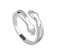 Bcenoilua Bagues Femme Argent Sterling 925 Bague de Câlin Ajustable Romantique Bague Ouverte Couple Bijoux Bague de Promesse Fille Mariage Cadeau Anniversaire