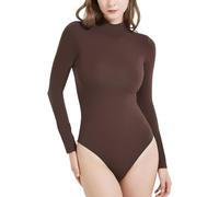 Bcenoilua Body Femme Élégant Manches Longues Col Haut Bodysuit Sexy Slim Jumpsuits Top Décontracté Stretch Playsuit Leotard Chic Basique Chaud Une Pièce Bodycon Suit pour Automne Hiver