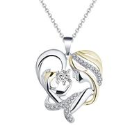 Bcenoilua Collier Coeur Pendentif Femme Personnalisé Prénom Pierre de Naissance 925 Sterling Collier Argent Cadeau Femme Noël Saint Valentin Fête des Mères