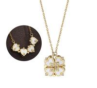 Bcenoilua Colliers pour Femme 2 En 1 Pendentif Trèfle à Quatre Feuilles Amour Bijoux Collier Magnétique Coeur Porte Bonheur Collier Pendentif Cadeau D'anniversaire pour Petite Amie Maman