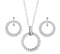 Bcenoilua Femme Parure Boucles d'Oreilles Collier Round Pendentif Réglable Collier et Boucles Hypoallergénique ne S'oxyde pas Facilement Bijoux pour Femme et Fille de Mariage pour Mariée YS