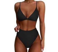 Bcenoilua Mesdames 2 Pièces Bikini Maillots Col en V - Taille Basse de Bain Push Up Bikini Ensemble Torsion Taille Haute Short Swimwear De Plage Beachwear Été