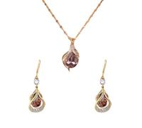 Bcenoilua Parure Bijoux Femme Boucles D'oreilles et Collier avec Chaîne Pour Cristaux Pendentif Hypoallergénique Mariage Anniversaire la Fête des Mères Cadeau pour Femme Fille