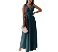 Bcenoilua Robe de Soirée Longue pour Femme Robe de Cocktail Décontractée en sans Manches Col en V Maxi A-Line Robe pour Bal de Promo Anniversaire Cérémonie