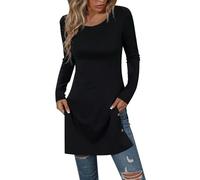 Bcenoilua Robe Décontractée à Manches Longues pour Femmes Latéral Étirée Slim Fit Robes Mode Décontractée Couleur Unie Robe Fête, Noël, Club, Nouvel an