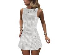 Bcenoilua Robe Moulante Sexy Mini Robe Femme Élégante Robes Imprimé à Pois Epaules Dénudées sans Manches Robes Courte Chic et Glamour pour Soirée Cocktail Party Fête Clubbin Bal