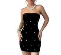 Bcenoilua Robes Moulante pour Femmes Sexy Mini Robe de Soirée Epaules Dénudées sans Manches Bodycon Courte Bandeau Robe Dos Nu pour Cocktail Party Fête Club Bal Décontractée