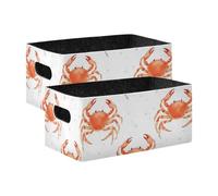 BCFHRGT Chic King Crab Lot de 2 paniers de rangement décoratifs en tissu blanc pour vêtements, jeans, livres