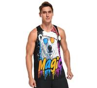 BCFHRGT Drip Magic Bear Débardeur sans manches à séchage rapide pour homme léger ample et confortable, Ours magique goutte à goutte, M