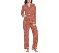 BCFHRGT Ensemble de pyjama chaud à revers cranté mandala indien floral bohème pour femme, Mandala bohème floral indien, Medium