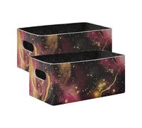 BCFHRGT Golden Peach Waves Lot de 2 grands paniers de rangement en marbre pour étagères, placards, livres