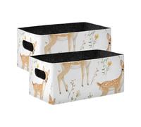 BCFHRGT Lot de 2 paniers d'étagère décoratifs de style kawaii Sika cerf pour livres de maquillage, étagères, salon