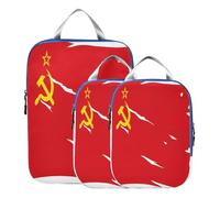 BCFHRGT Lot de 3 sacs de rangement pliables en polyester pour placard, drapeau de l'Union soviétique, Union des Républiques socialistes soviétiques nationales