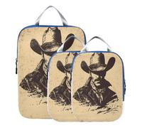 BCFHRGT Lot de 3 sacs de rangement pliables en polyester pour vêtements, Western Cowboy Spurs Cattle Drive