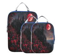 BCFHRGT Lot de 3 sacs de voyage pliables en polyester pour vêtements, placard, château de vampire, gothique