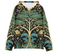 BCFHRGT William Morris Green Life Tree Sweat à capuche à manches longues pour filles et garçons Taille 4-14 ans, William Morris Arbre de vie vert, Small