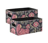 BCFHRGT William Morris Lot de 2 bacs de rangement style ours pêche bleu foncé pour placard de cuisine ou de salle de bain