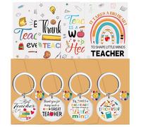 BCHKO Cadeau Remerciement Enseignant Set 4 Cartes & 4 Porte-clés avec Enveloppes - Idéal Maîtresse, Professeur Fin d'année Scolaire, Journée des Enseignants & Adieux