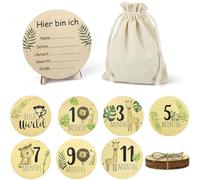 BCHKO Cartes de jalons en bois pour bébé 7 jalons en bois de tilleul naturel comme cadeau commémoratif pour la naissance la fête prénatale pour les femmes enceintes les futures mamans et les parents