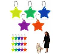 BCHKO Étoiles Réfléchissantes Porte-Clés, Lot de 20 Pièces 5 Couleurs, Clip Sécurisé Rétro-Réfléchissant, Sécurité Nocturne pour Sac À Dos, Vélo et Cagnotte Anniversaire