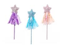 BCHKO Lot de 3 Baguettes Magiques étoilées, Baguettes de fée Scintillantes pour Princesses, idéal pour Filles, Noël, Halloween, fêtes d'anniversaire (Violet, Rose, Bleu)
